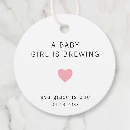 Een Baby is het Baby shower van een paardenroze ha Bedankjes Labels (Voorkant)