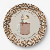 Een Baby is het Baby shower van gehakte koffie Papieren Bordje (Voorkant)