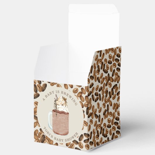 Een Baby is het Baby shower van gehakte koffiebone Bedankdoosjes (Geopend)