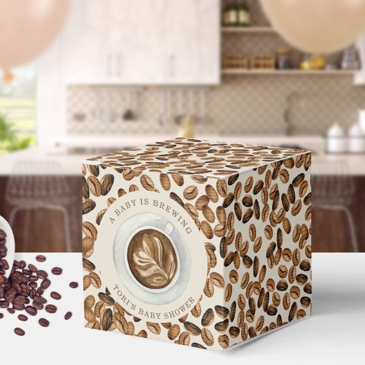 Een Baby is het Baby shower van gehakte koffiebone Bedankdoosjes