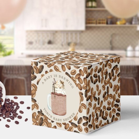 Een Baby is het Baby shower van gehakte koffiebone Bedankdoosjes