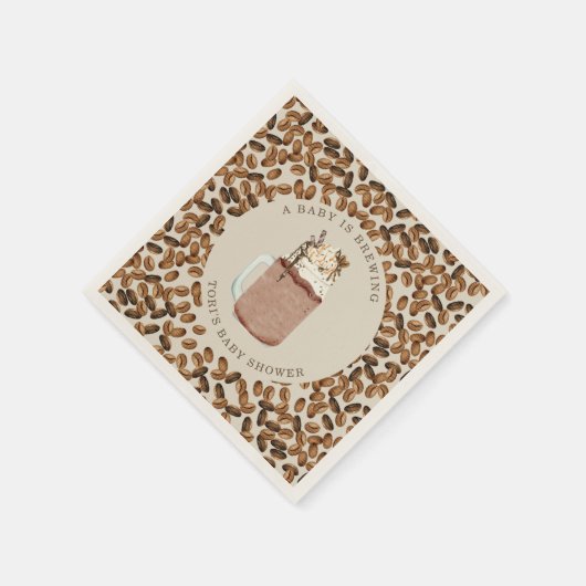 Een Baby is het Baby shower van gehakte koffiebone Servet (Hoek)