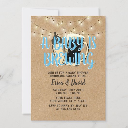 Een Baby is het Baby shower van Rustic Kraft Beer Kaart (Voorkant)