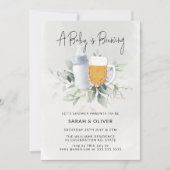 Een Baby is het Breien Baby shower van Greenery Bo Kaart (Voorkant)