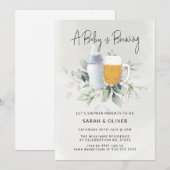 Een Baby is het Breien Baby shower van Greenery Bo Kaart (Voorkant / Achterkant)