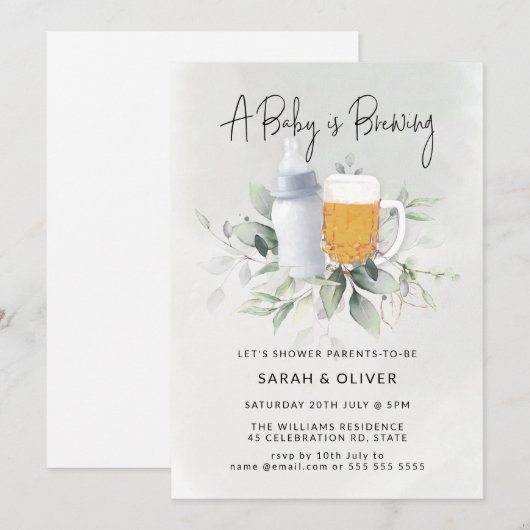 Een Baby is het Breien Baby shower van Greenery Bo Kaart (Voorkant / Achterkant)