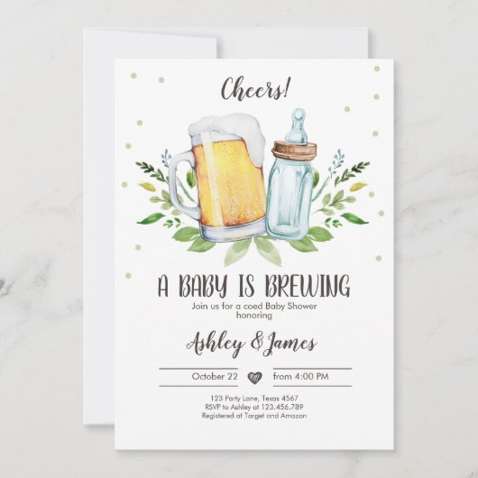 Een Baby is het Breken van Grieks Baby shower van  Kaart (Voorkant)