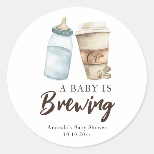 Een Baby is het brouwen van Baby shower Ronde Sticker (Voorkant)