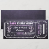 Een Baby is het brouwen van Baby shower Ticket Uit Kaart (Voorkant / Achterkant)