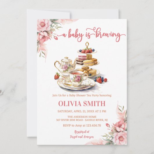 Een Baby is het brouwen van bloementhee Party Baby Kaart (Voorkant)