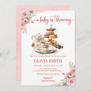 Een Baby is het brouwen van bloementhee Party Baby Kaart