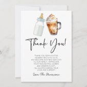 Een Baby is het brouwen van fles koffie Baby showe Bedankkaart (Voorkant)