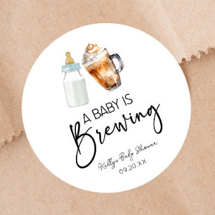 Een Baby is het brouwen van fles koffie glas Baby  Ronde Sticker