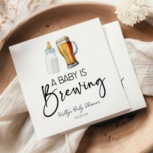 Een Baby is het brouwen van flessenglas Baby showe Servet