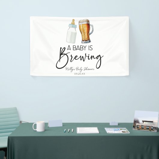 Een Baby is het brouwen van flessenglas Baby showe Spandoek (Beurs)