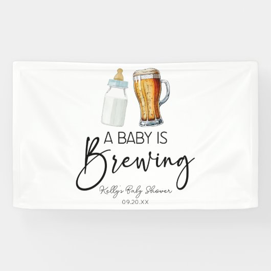 Een Baby is het brouwen van flessenglas Baby showe Spandoek (Horizontaal)