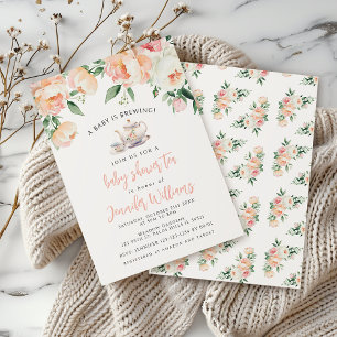 Een Baby is het brouwen van Floral Baby Girl Showe Kaart