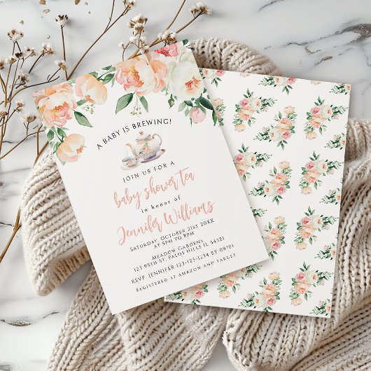 Een Baby is het brouwen van Floral Baby Girl Showe Kaart