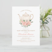 Een Baby is het brouwen van Floral Tea Party Baby  Kaart (Staand voorkant)