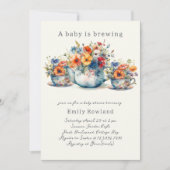 Een Baby is het Brouwen van Floral Teacups Baby sh Kaart (Voorkant)