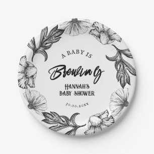 Een baby is het brouwen van Gothic Flowers tatt Ba Papieren Bordje