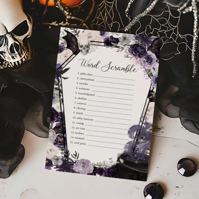 Een Baby is het brouwen van Gothic Word Scramble G (Floral Gothic Coffin A Baby is Brewing Baby Shower Word Scramble Game)