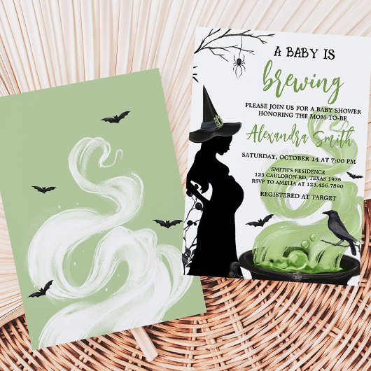 Een Baby is het brouwen van groen Halloween Baby s Kaart