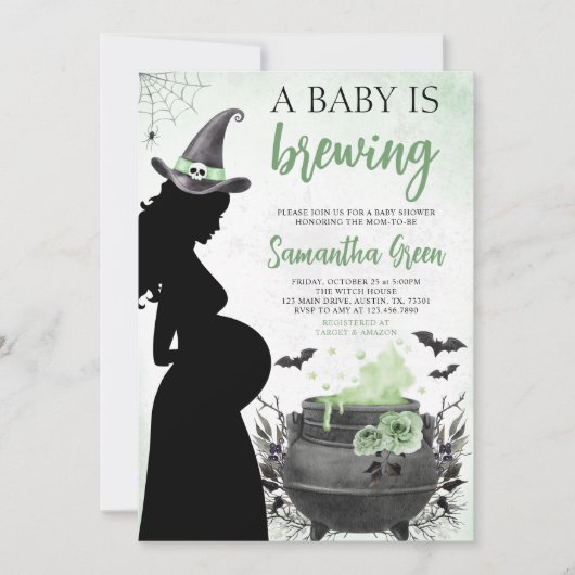 Een Baby is het brouwen van groen Halloween Baby s Kaart (Voorkant)