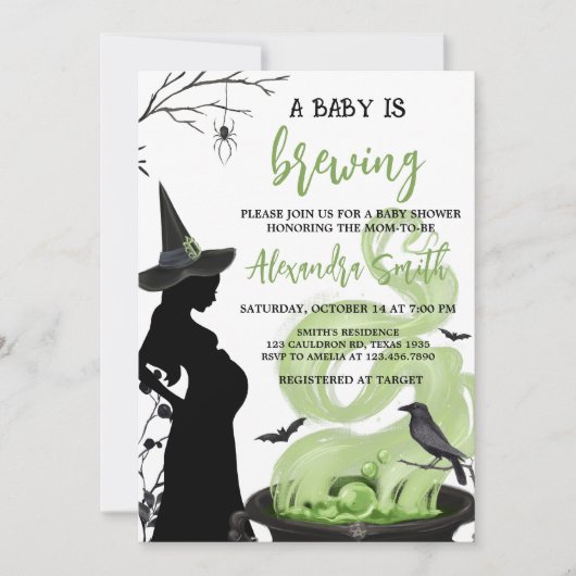 Een Baby is het brouwen van groen Halloween Baby s Kaart (Voorkant)