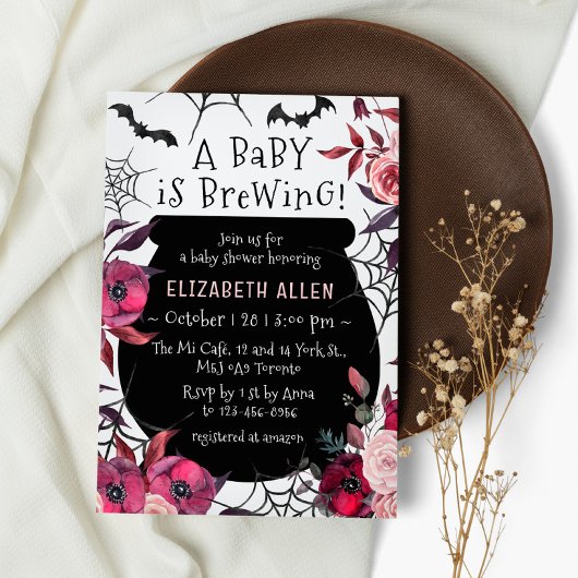 Een Baby is het brouwen van Halloween Flowers Baby Kaart