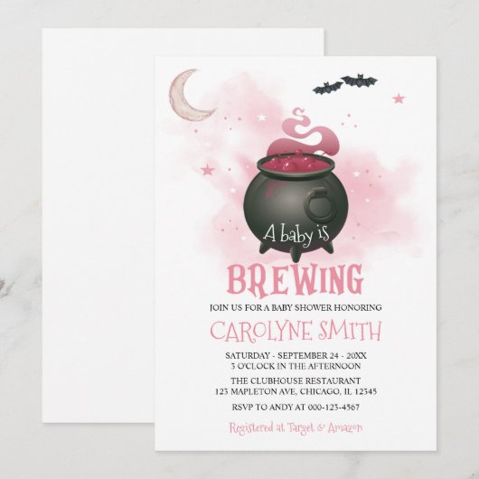 Een Baby is het brouwen van Halloween Meisje Baby  Kaart (Voorkant / Achterkant)