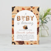 Een Baby is het brouwen van Herfst koffie thema Ba Kaart (Staand voorkant)
