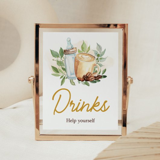 Een Baby is het brouwen van koffie Baby shower Dri Poster