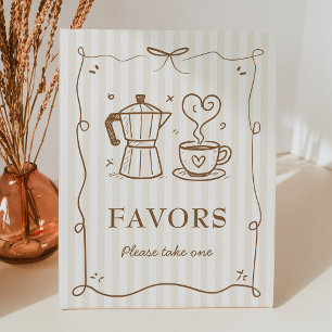 Een Baby is het brouwen van koffie Baby shower gun Reclamebord Met Voetstuk