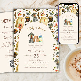 Een Baby is het brouwen van koffie Baby shower QR Kaart