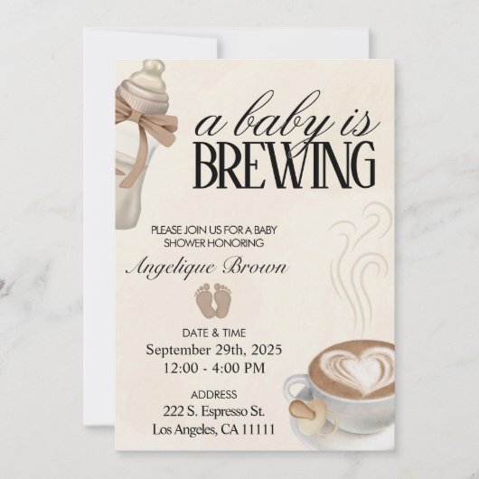 Een Baby is het brouwen van koffie Baby shower the Kaart (Voorkant)