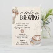 Een Baby is het brouwen van koffie Baby shower the Kaart (Staand voorkant)