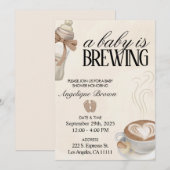 Een Baby is het brouwen van koffie Baby shower the Kaart (Voorkant / Achterkant)