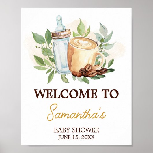 Een Baby is het Brouwen van koffie Baby shower Wel Poster (Voorkant)