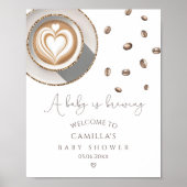 Een baby is het brouwen van koffie Baby shower wel Poster (Voorkant)
