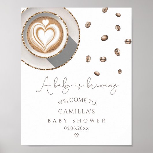 Een baby is het brouwen van koffie Baby shower wel Poster (Voorkant)