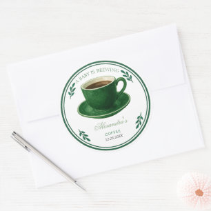 Een baby is het brouwen van koffie Cup Baby Shower Ronde Sticker