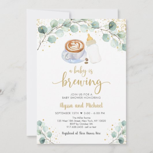 Een Baby is het brouwen van koffie groen Baby show Kaart (Voorkant)