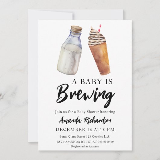 Een Baby is het brouwen van koffie & melk Baby sho Kaart (Voorkant)