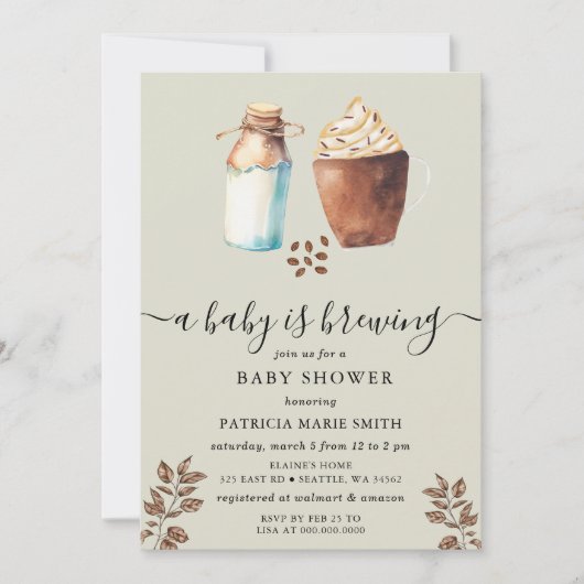 Een Baby is het brouwen van koffie & melk Baby sho Kaart (Voorkant)