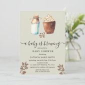 Een Baby is het brouwen van koffie & melk Baby sho Kaart (Staand voorkant)