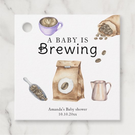 Een Baby is het brouwen van koffiekopje Baby showe Bedankjes Labels (Voorkant)
