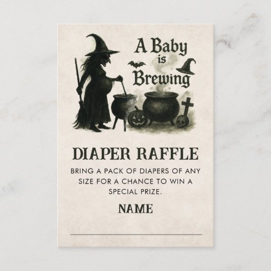 Een Baby is het brouwen van luier Raffle Baby show Informatiekaartje (Voorkant)