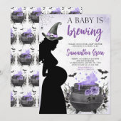 Een Baby is het brouwen van Paarse Halloween Baby  Kaart (Voorkant / Achterkant)