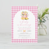 Een Baby is het brouwen van Pink Flower Baby showe Kaart (Staand voorkant)